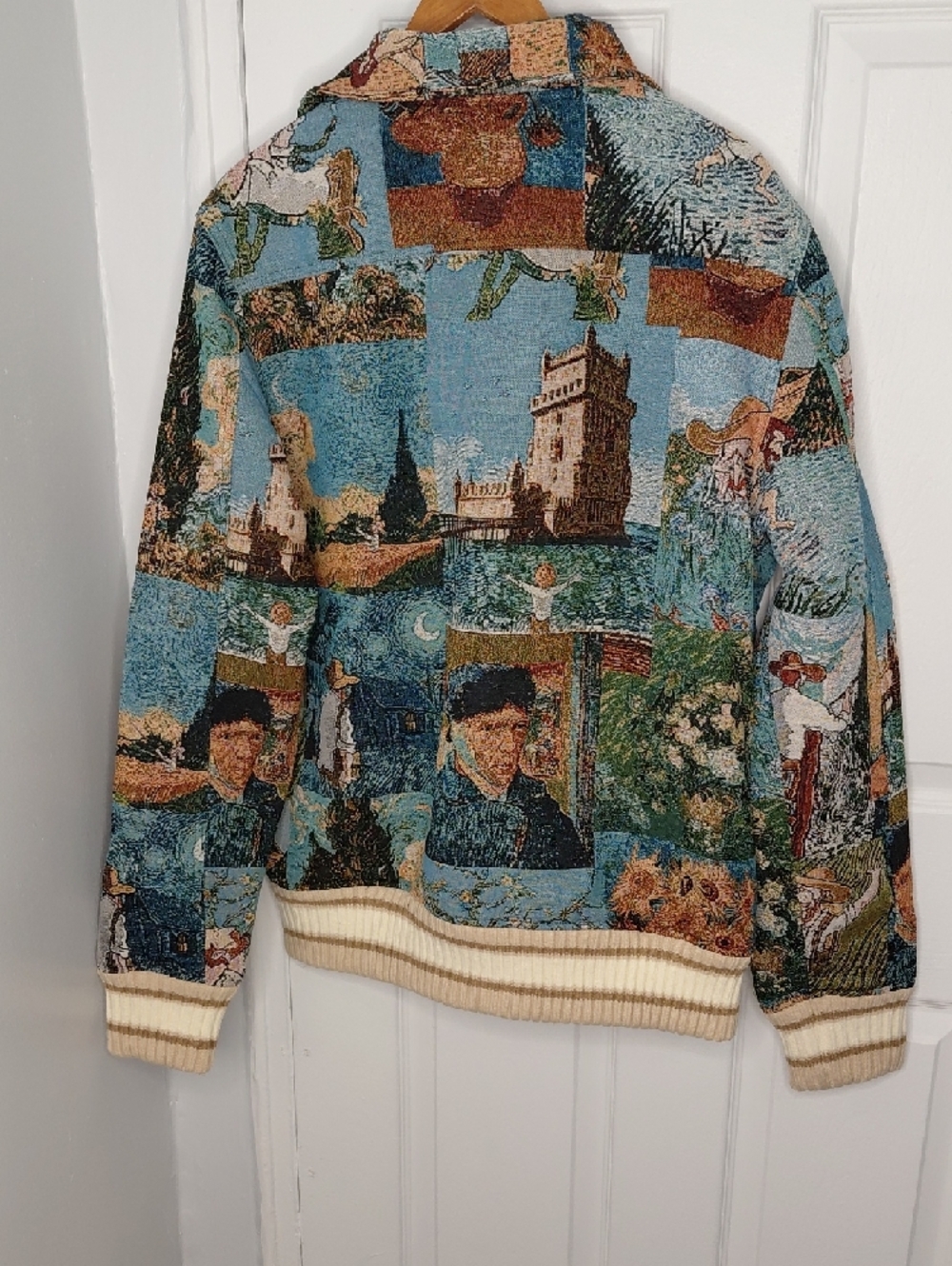 Vintage-Inspired Tapestry Bomber Jacket in Multi-Color - Picture 9 of 9